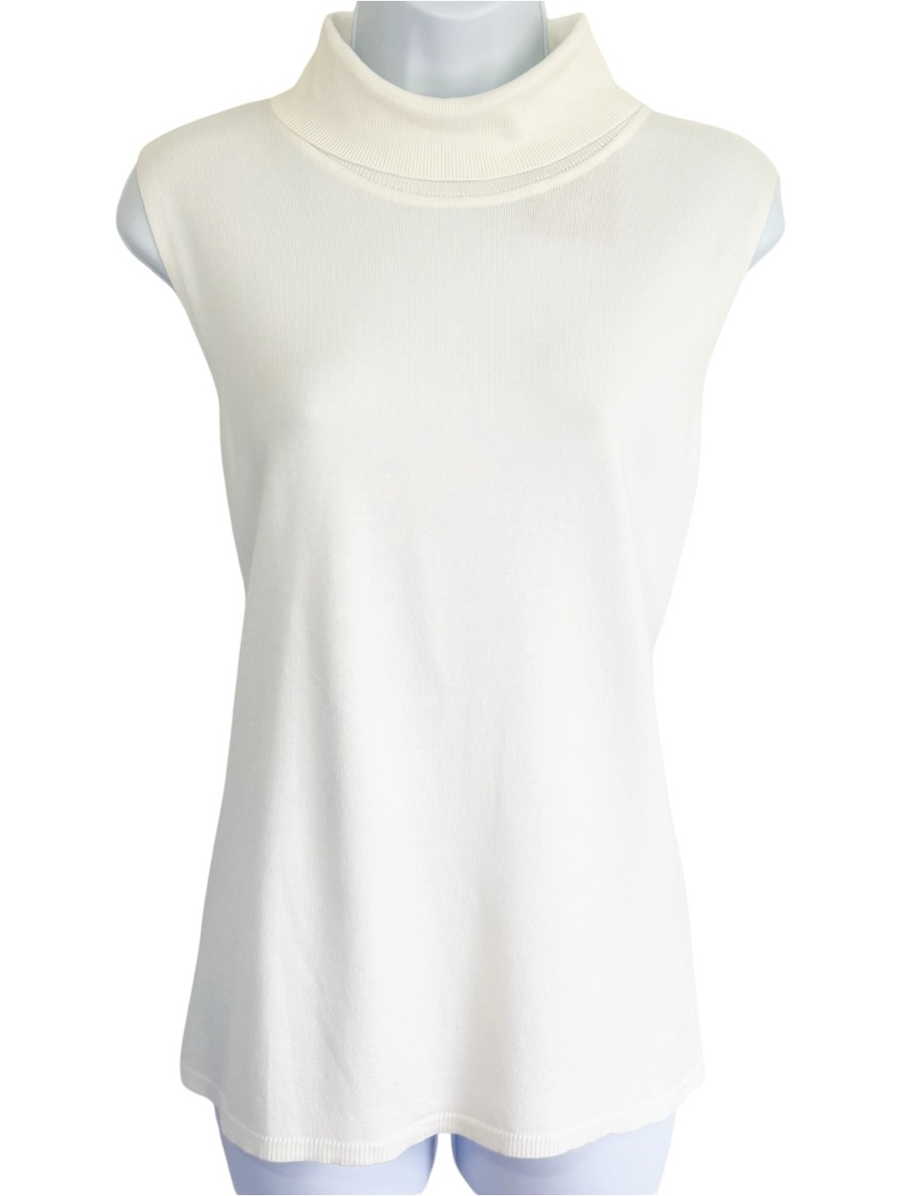 NWT PRESTON & YORK Ivory Sleeveless Turtleneck Knit Top XL Minimalist